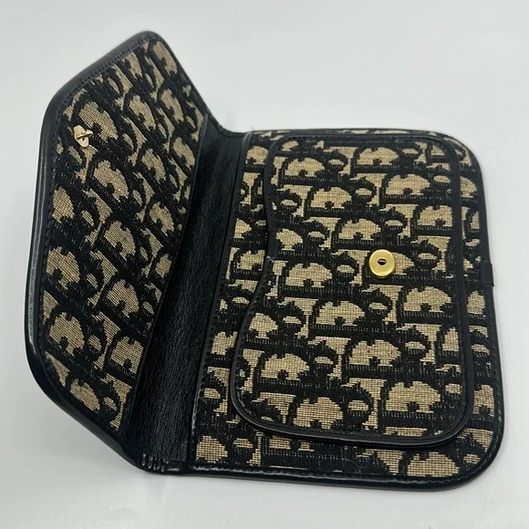 Christian Dior Monogram Black & Tan Envelope Small Clutch Wallet - Picture 9 of 9